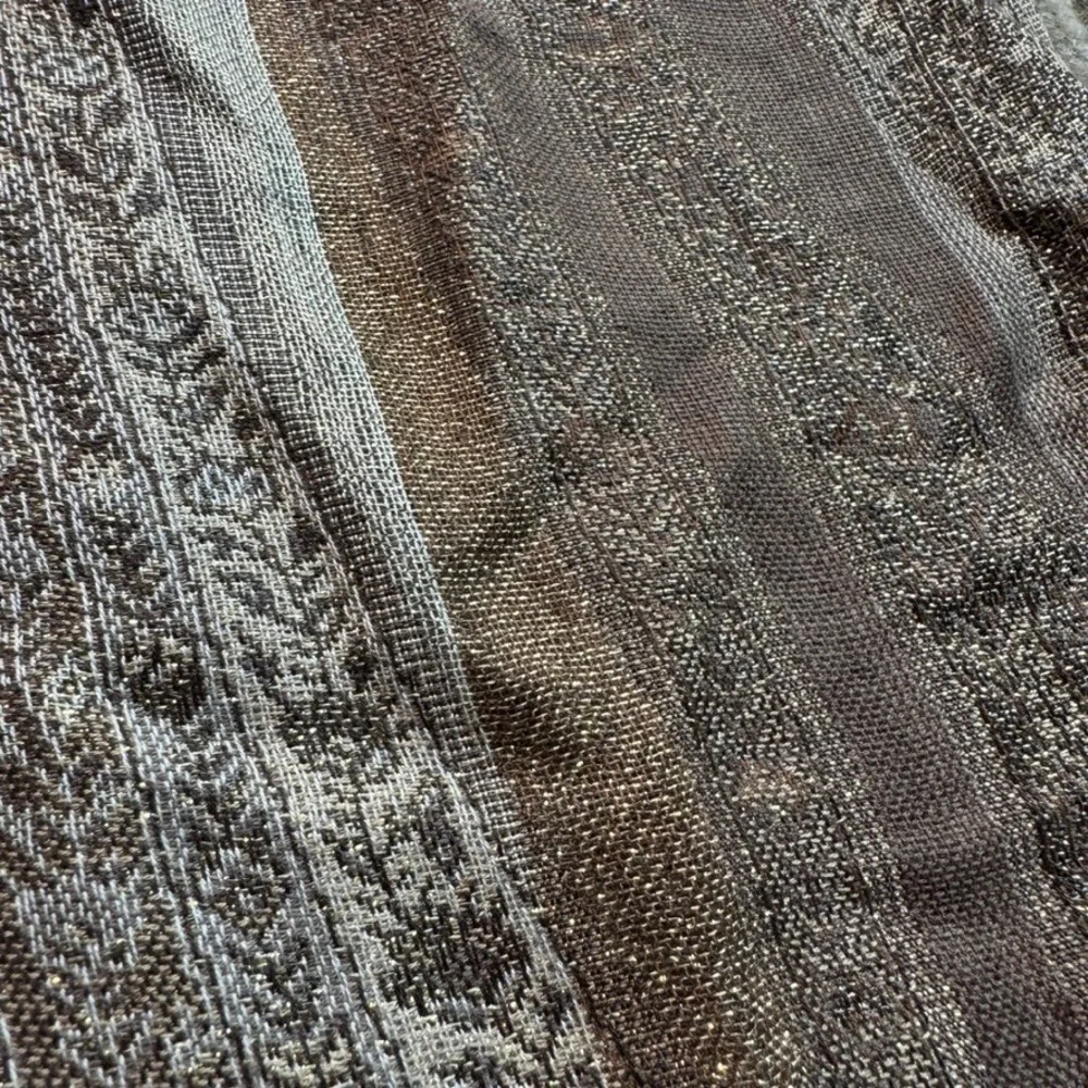Collection Eighteen Paisley Pashmina Scarf Metallic Gold Brown Fringe Wrap Shawl